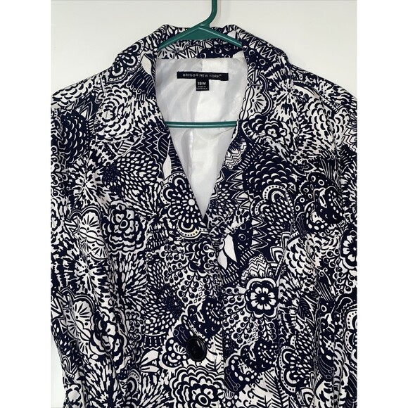 Briggs New York Womens black and white button up jacket with belt size 18w - Picture 5 of 11